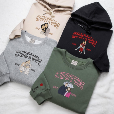 Personalized Embroidered Portrait from Photo Hoodie 
