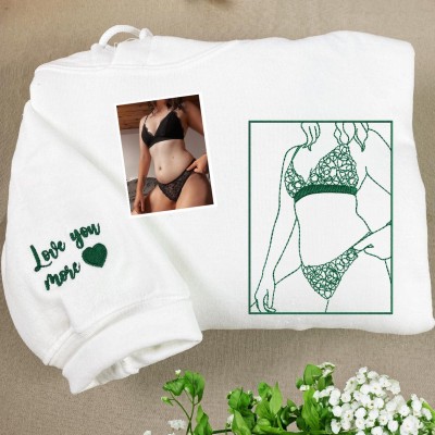 Custom Embroidered Sweatshirt – Personalized Sexy Portrait Gift for Him