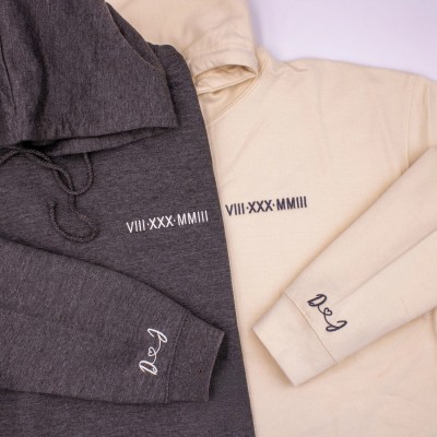 Anniversary Date Hoodie Embroidered Roman Numeral Sweatshirt Couple Hoodies Couple Shirt Valentines Day Wedding Gift for Couples Sweatshirt