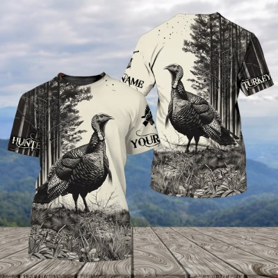 Custom Name Wild Turkey Hunting Vintage All Over Print Shirt