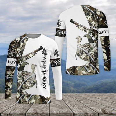 Custom Name Wild Turkey Hunting All Over Print Shirt
