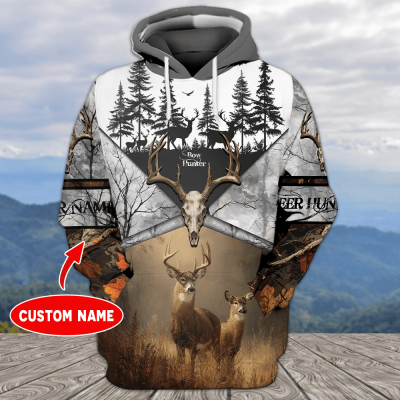 Custom Name Deer Hunting Orange Black White Camo All Over Print Shirt