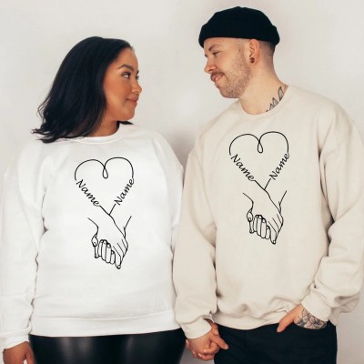 Custom Couple Sweatshirt, Holding Hands, Valentine's Gift