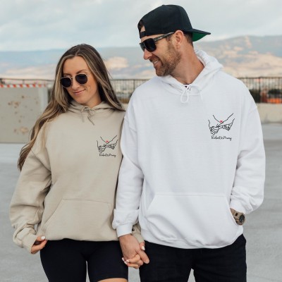 Custom Matching Hoodies For Couples Sweatshirt, Pinky Promise Hoodie, Personalized Name Sweater For Valentines Day Gift, Anniversary Gift