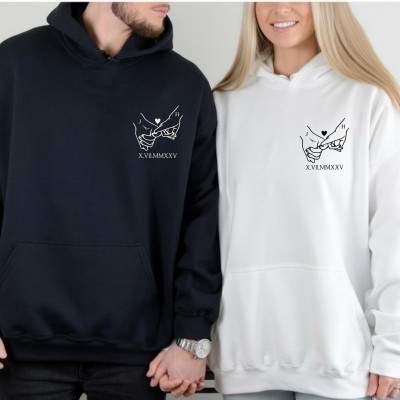Custom Matching Hoodies and Sweatshirt For Couples, Pinky Promise Hoodie, Personalized Name Sweater For Valentines Day Gift,Anniversary Gift