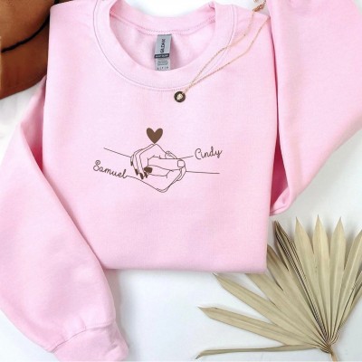 Personalized Couples Line Art Embroidered Sweatshirt, Custom Matching Names Hoodie, Valentine Matching Gift, Matching Anniversary Sweatshirt