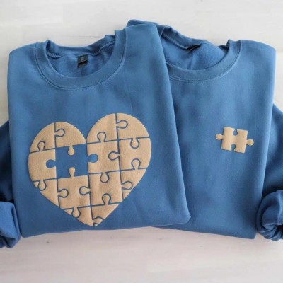 Heart Puzzle Sweatshirt: Matching Couple Valentine Gift
