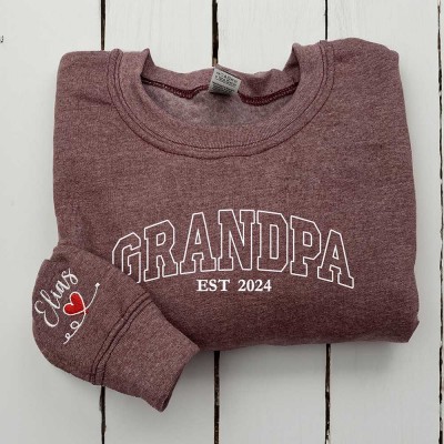 Custom Embroidered GRANDPA Sweatshirt With Kids Names For Father's Day