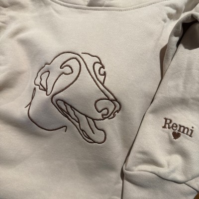 Custom Embroidered One-line Pet Sweatshirt Hoodie Birthday Gift for Dog Mom/Dad