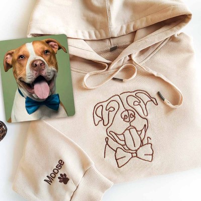 Custom Embroidered One-line Pet Sweatshirt Hoodie Birthday Gift for Dog Mom/Dad