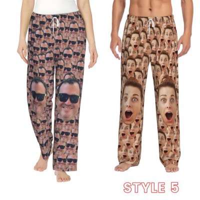 Custom Face Pajama Pants, Personalized Photo Pjs, Christmas Gift for Family